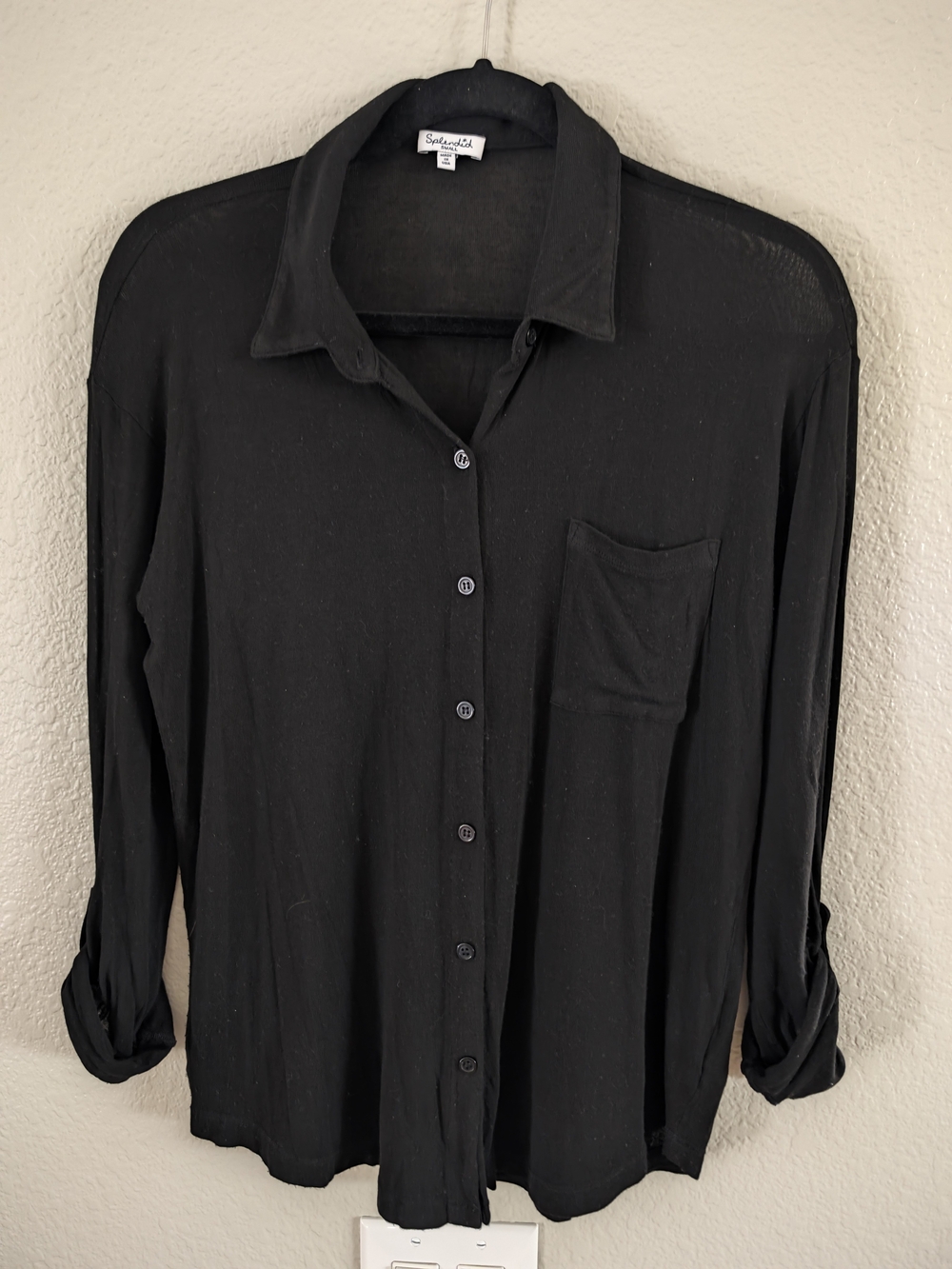 Splendid Black Long-Sleeve Collared Button-Down Shirt Women's Small